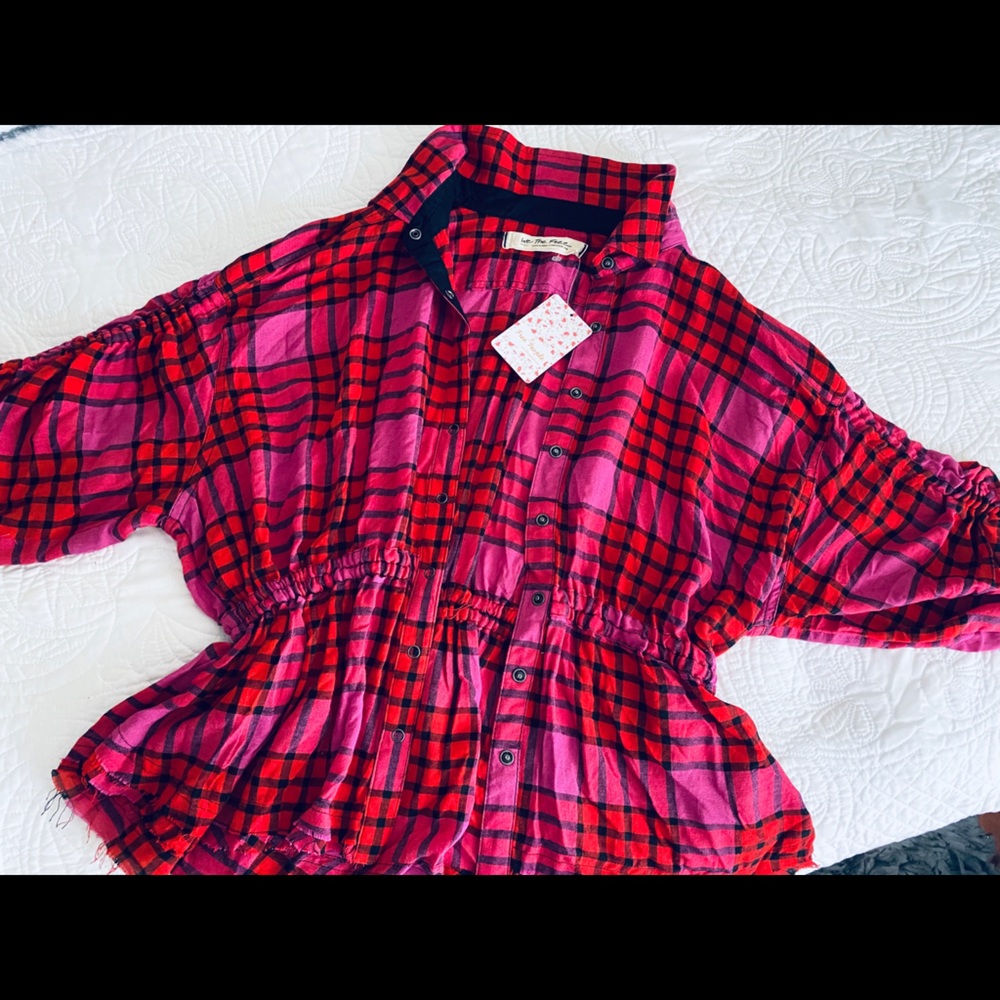 Free People plaid shirt w/cinched waist